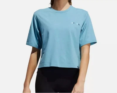 Camiseta corta Adidas para mujer pequeña holgada manga corta azul brumoso Foto 1 de 4