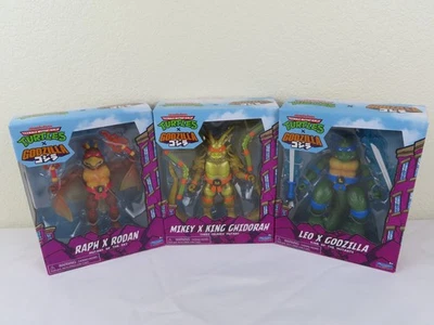 TMNT X Godzilla Playmates Leonardo Michelangelo Raphael Kaiju NEW FULL SET OF 3 - Image 1 of 4