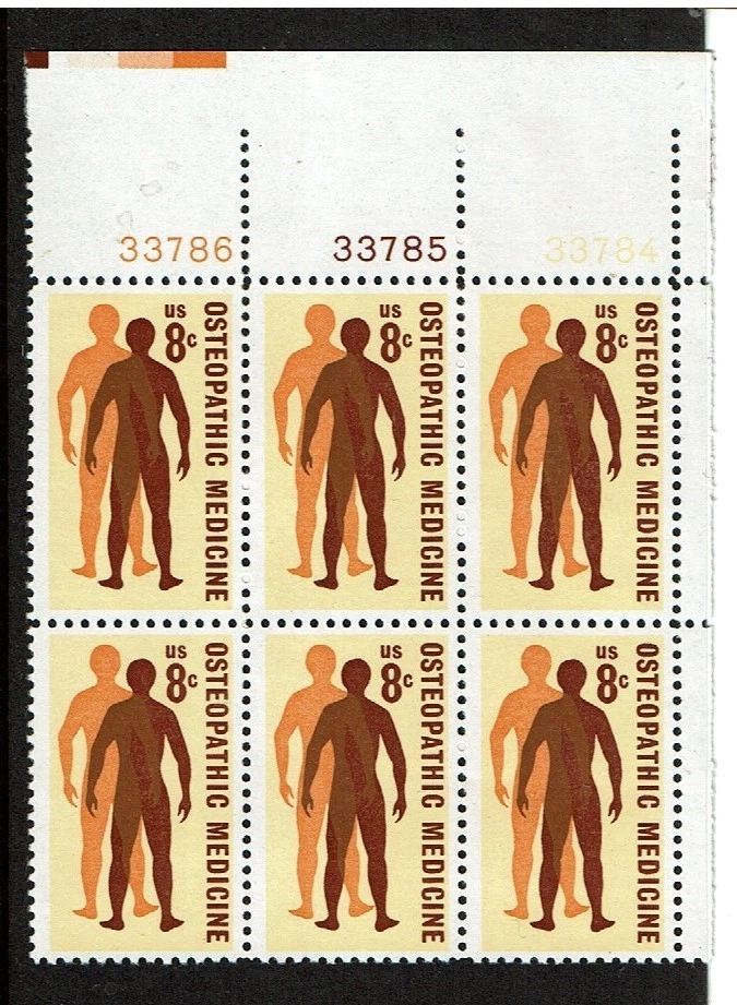 1972 U.S. Commem 8c OSTEOPATHIC MEN'S HEALTH Plt# Blk of 6  Sc#1469  M/NH/OG - Image 1 of 1