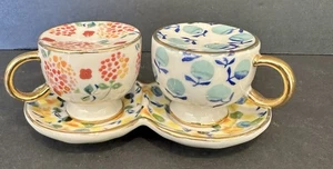 Tazas de té Anthropologie salero y pimentero soporte floral chintz - Imagen 1 de 6