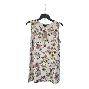 J. Jill Wearever NWT Womens Size S Sleeveless Top Floral Stretch Cream Pink - Picture 1 of 10