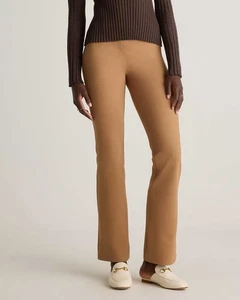 Quince Women Small Petite Ultra-Stretch Ponte Bootcut Pants Pecan Tan Office NEW - Picture 1 of 14