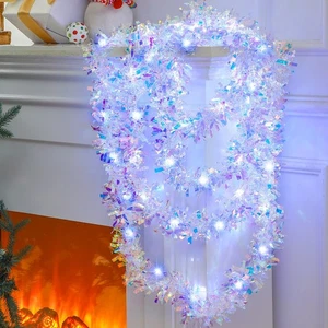 16,4 Fuß Weihnachten Vorbeleuchtete Lametta Beleuchtete Girlande mit 50 LED Lichtern Hängende Ch... - Bild 1 von 6