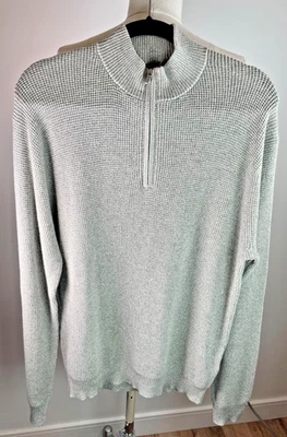 PETER MILLAR  GREY COTTON MERINO WOOL KNIT 1/2 ZIP SWEATER LONG SLEEVE NWT MED - Image 1 of 4