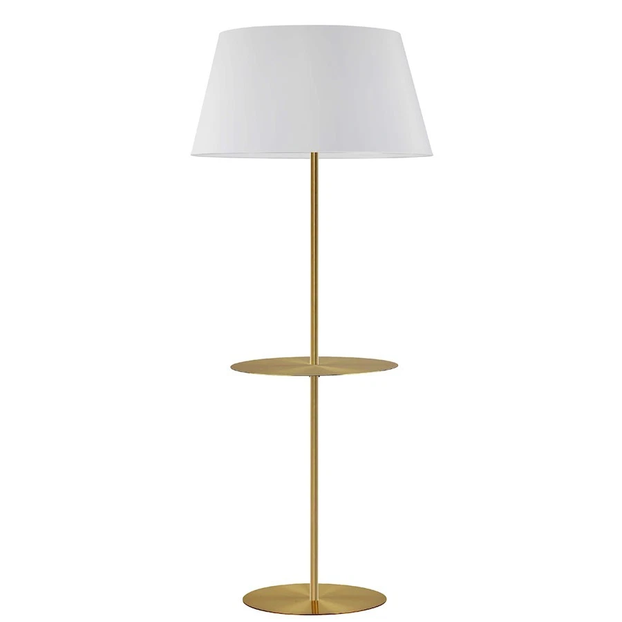 Dainolite Gretchen Round Base Floor Lamp/Shelf, Brass/White - GTC-R641F-AGB-WH - Image 1 of 1