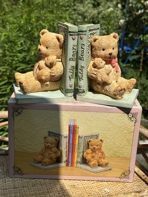 Vintage Teddy Bear Bookends Ceramic Hand Painted Nursery Collectible - Image 1 of 4
