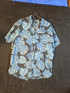 Emmatix Hawaiihemd Aloha Herren Gr. XXL blau Tropical Leaf Print - Bild 1 von 4