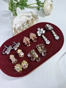 Vintage Schmuck Österreich Tschechisch Kristall Ohrclips Restposten x6  - Bild 1 von 13