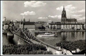 FRANKFURT 1961 Main-Promenande Schiffsanleger Eiserner Steg Postkarte - Picture 1 of 1