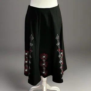 Falda acampanada Sunny Leigh para mujer negra gris roja con estampado bordado talla 6 - Imagen 1 de 5