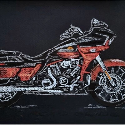 Poster Road Glide CVO Original Artwork Print Harley Davidson Motorcycle Travel - Image 1 of 4