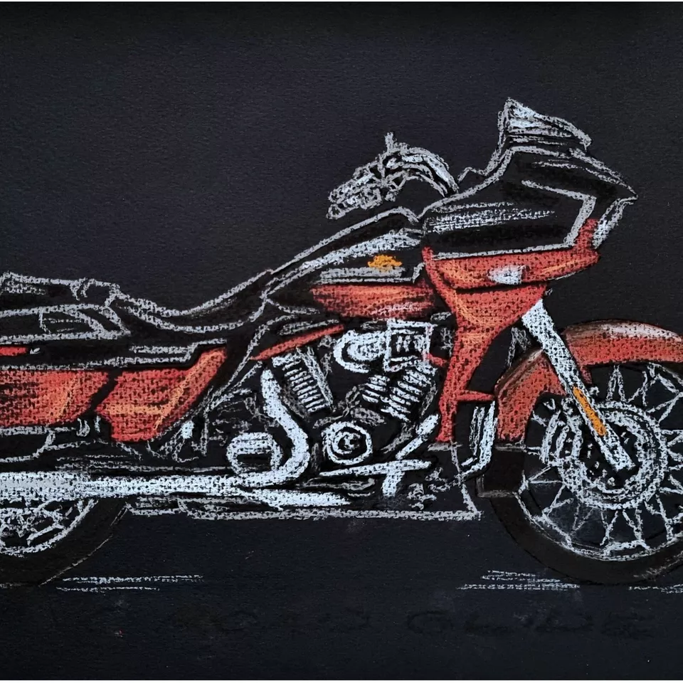 Poster Road Glide CVO Original Artwork Print Harley Davidson Motorcycle Travel - Image 1 of 4