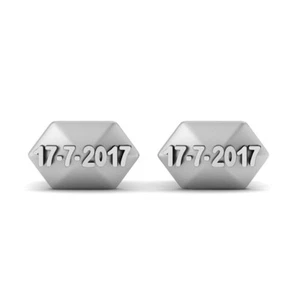 Personalized Date Cufflinks for Men Custom Wedding Date Suit Accessories Silver - Picture 1 of 6