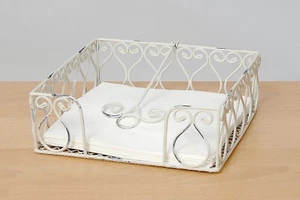 Serviettenhalter Serviettenständer antik Landhausstil weiß shabby look - Bild 1 von 1