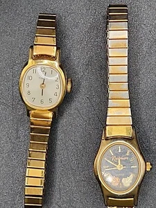 2 Watches Rushmore & Timex Gold Vtg Stainless Untested - Picture 1 of 5