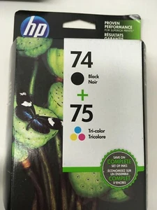 Combo de cartuchos de tinta tricolor originales OEM HP 74 negros y 75 (CC659FN) / expirado 2016 - Imagen 1 de 2