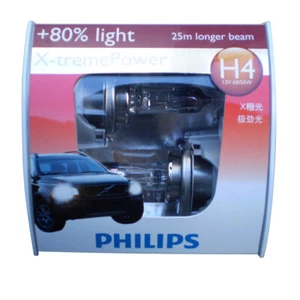 Philips X-Treme Power Plus +80% H4 12V 60/55W Headlight Globes Pair Longer Light - Picture 1 of 11