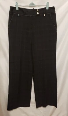 Calça Larry Levine tamanho 6 preta roxa xadrez cintura média perna reta - Imagem 1 de 4