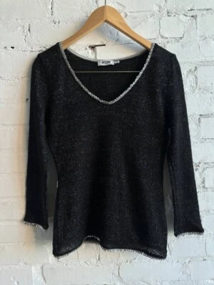 Suéter Moschino Jeans Vintage Negro Plata Lentejuelas Tejido Foto 1 de 4