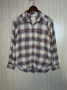 American Eagle Ahh-Mazingly Soft Blue White Plaid Boyfriend Fit Shirt, Small S - Picture 1 of 6