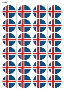 24X PRECUT ISLAND FLAGGE GEBURTSTAG ESSBAR OBLATENPAPIER, CUPCAKE, TORTENAUFLEGER 1199 - Bild 1 von 1