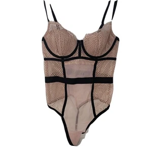 Victorias’s Secret 245397 NWT PINK/Black Lace Teddy Lingerie SMALL - Picture 1 of 8