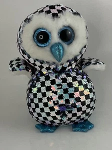TOPPER the Checkered Owl (6 inch) Boo Toy - TY Flippables Sequin Plush - Picture 1 of 3
