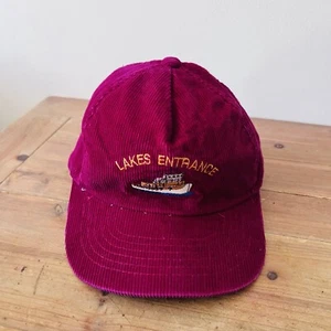 Vintage Lakes Entrance 6 Panel Corduroy Hat Cap Snapback Embroidered 80s 90s - Picture 1 of 24
