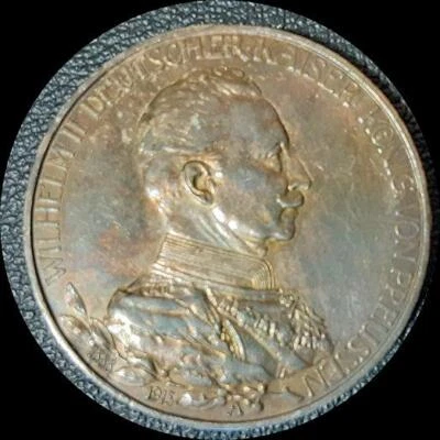 German States Prussia 1913-A 3 marks - old silver world coin HIGH GRADE #1983 - Image 1 of 2