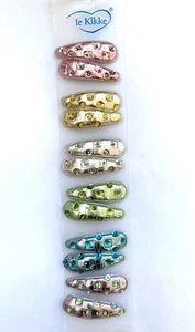 12 PCS CLICK CLAC HAIR CLIPS PATTERN CLASP 5 CM LE KIKKE ... - Picture 1 of 1