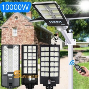 High Powered Solar Street Light Outdoor Dusk to Dawn Road Flood Lamp Parking Lot - Picture 1 of 150