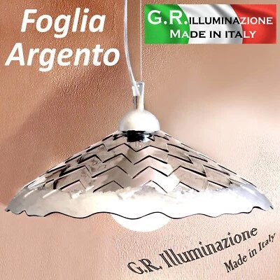 LAMPADARIO MODERNO 1 L. VETRO FUME' ARGENTO Ø40 SOSPENSIONE MODERNA CUCINA Lana2 - Immagine 1 di 4