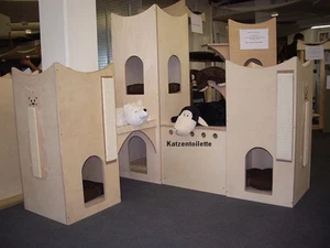  Kratzbaum Katzenturm Landschaft aus massivem Holz mit Katzentoilette - Bild 1 von 10