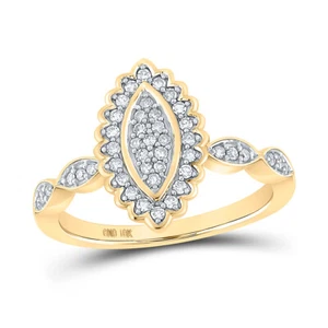 10kt Yellow Gold Womens Round Diamond Oval Cluster Ring 1/4 Cttw - Picture 1 of 1