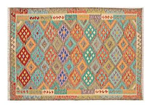 Afghan Maimana Kelim Teppich 170x240 Handgewebt Bunt Geometrisch Handarbeit 2 - Bild 1 von 5