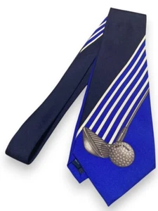 Ralph Lauren Men's Tie POLO SPORT Golf Blue Vintage 100% Silk Hand Made in Japan - Picture 1 of 9