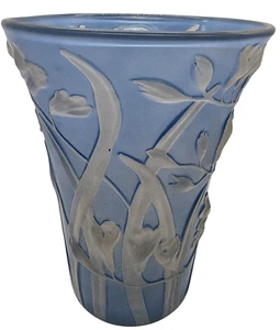 Phoenix Blue/Brown Shadow Bluebell Flared Vase 7" Tall - Picture 1 of 7