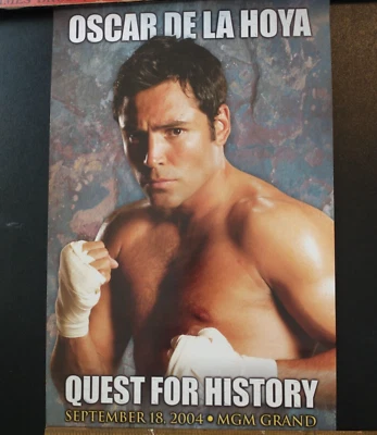 Póster de pelea de boxeo Oscar De La Hoya vs. Bernard Hopkins 2004 2 caras 17" x 11" Foto 1 de 2