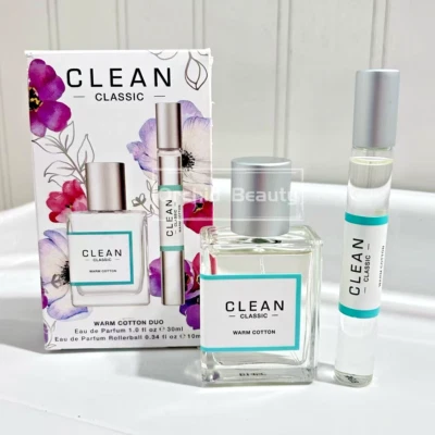 Nuevo CLEAN CLASSIC Juego de Perfume EDP Algodón Cálido ~ Spray 30 ml + Rollerball 10 ml Foto 1 de 4