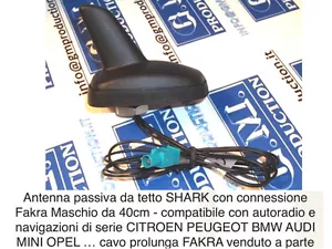 Antena Shark Pasivo Am Fm Cable CM 40 Fakra M BMW Citroen Peugeot VW Opel Mini - Imagen 1 de 1