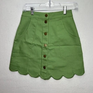 NWT Smak Parlour Unique Vintage Lime Green Mini Campus Skirt Size Cs/2 - Picture 1 of 13
