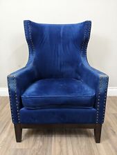 ARMCHAIR Wilton by Julian Joseph Sapphire Blue Velvet Wingback Chair Stud Detail