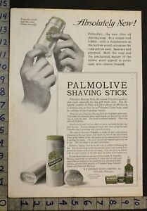 1915 PALMOLIVE SHAVING STICK SOAP OLIVE HEALTH BEAUTY BATROOM DECOR AD [[SKU]