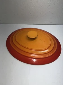 Vintage Le Creuset Oval Dutch Oven #31 LID ONLY Ombre Flame Orange Cast France - Picture 1 of 3