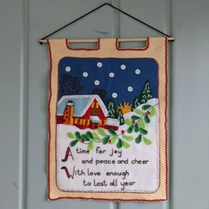 Apliques bordados de lentejuelas navideñas vintage hechos a mano de fieltro para colgar en la pared hogar - Imagen 1 de 5