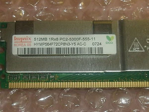 Dell YY120 (Hynix HYMP564F72CP8N3-Y5-AC-C)512MB 1RX8 PC2-5300F ECC Server Memory - Picture 1 of 1