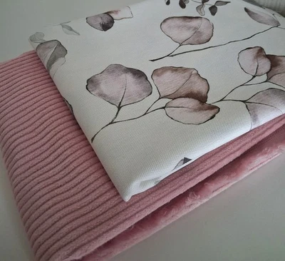 Oeko-Tex Stoffpaket 2 x 50 x 140/150 cm Canvas + Breitcord rosa - Bild 1 von 2