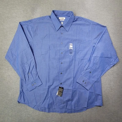 Camisa Van Heusen Para Hombre 18-18.5 36/37 Azul Rayas Ajuste Regular Abotonada Nueva Con Etiquetas Foto 1 de 4