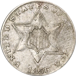 1856 Three (3) Cent Silver - Picture 1 of 2