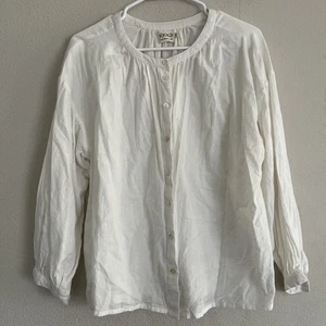 Voriagh Womens White Peasant Blouse Top Sz Small Medium Cotton - Picture 1 of 7